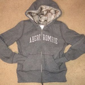 Abercrombie Fur zip up sweatshirt! Size L